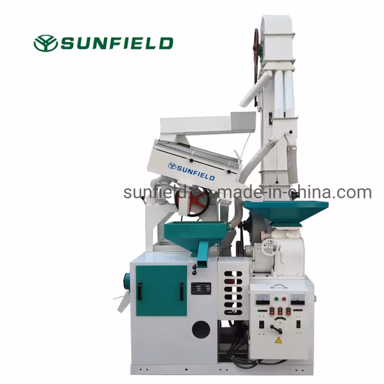 Attrezzature per macchine per la lavorazione del grano di risaia combinate automatiche Sunfield 20tpd con riso Whitner Destoner Husker